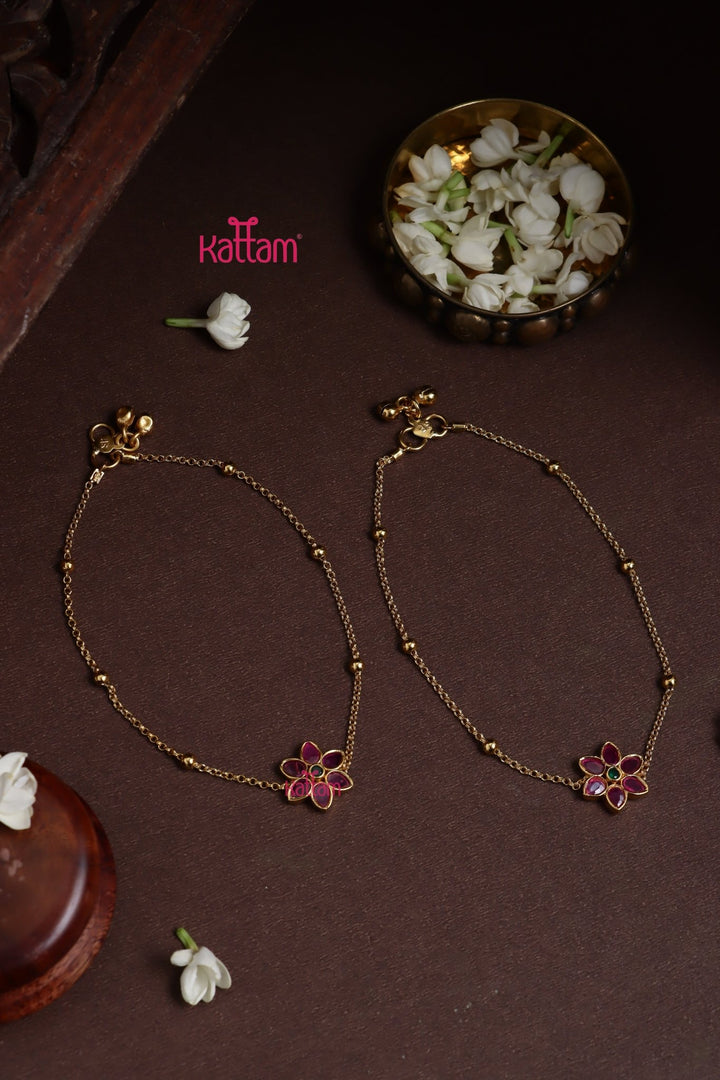 Flower Stone Anklet - A35