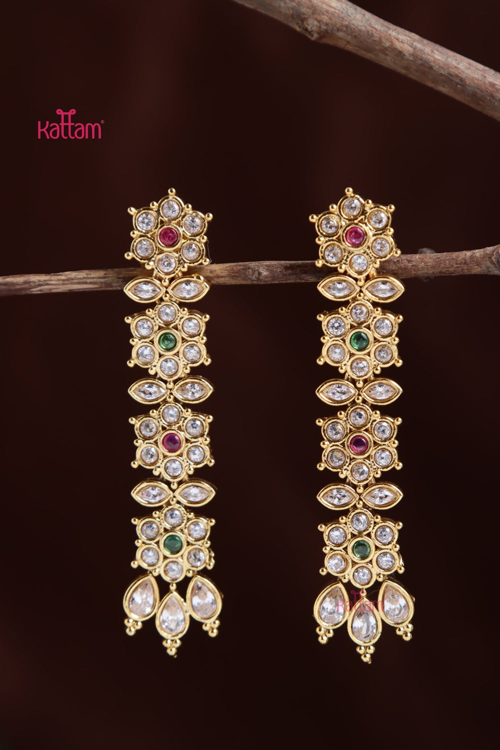 Flower Stone Drop Earring - E1032