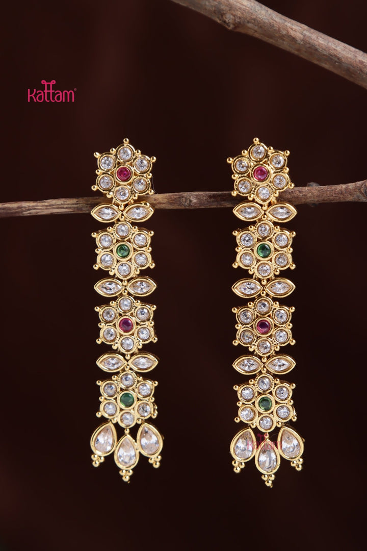 Flower Stone Drop Earring - E1032