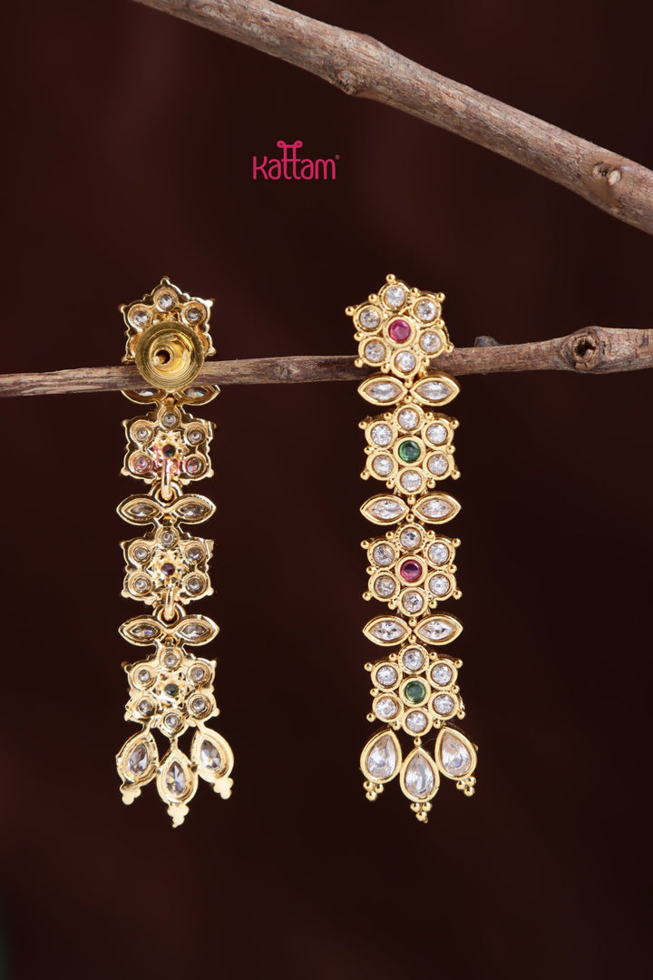 Flower Stone Drop Earring - E1032