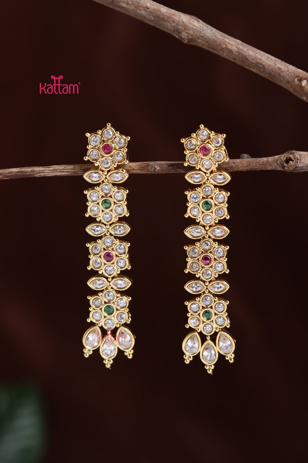 Flower Stone Drop Earring - E1032