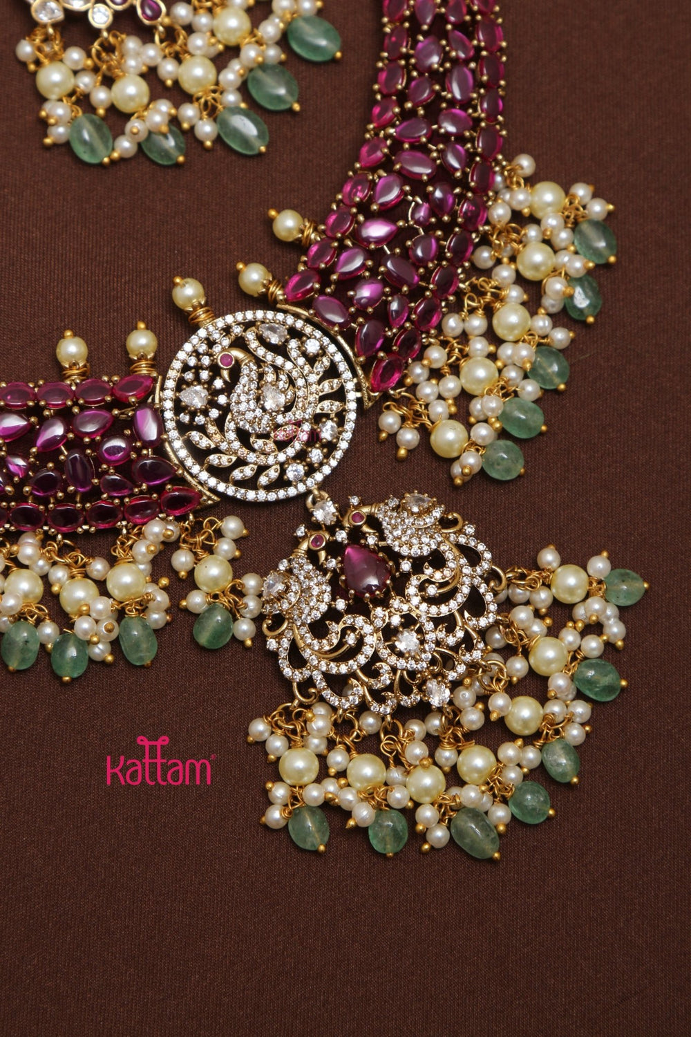Gajal - Peacock Pearl Choker - N5234