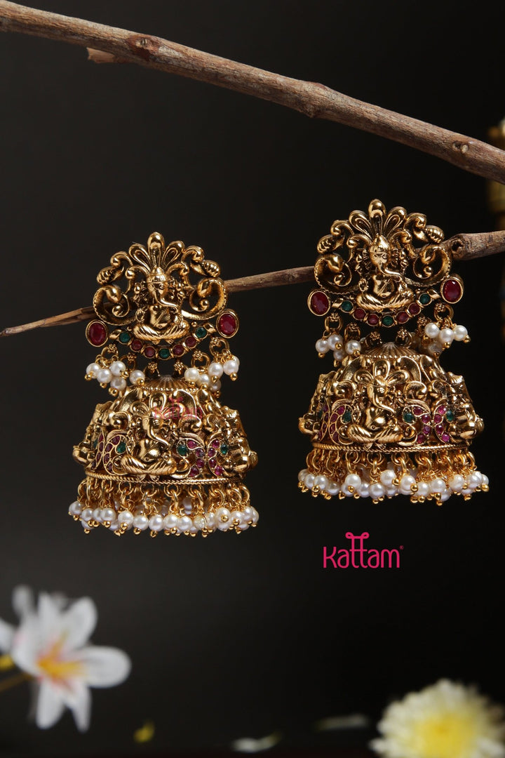Ganesha Antiquegold Jhumka - E933