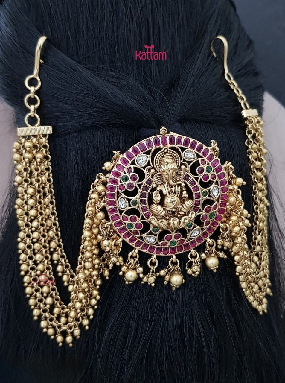 Ganesha Multi Kemp Bun Billai - Gold - JB092