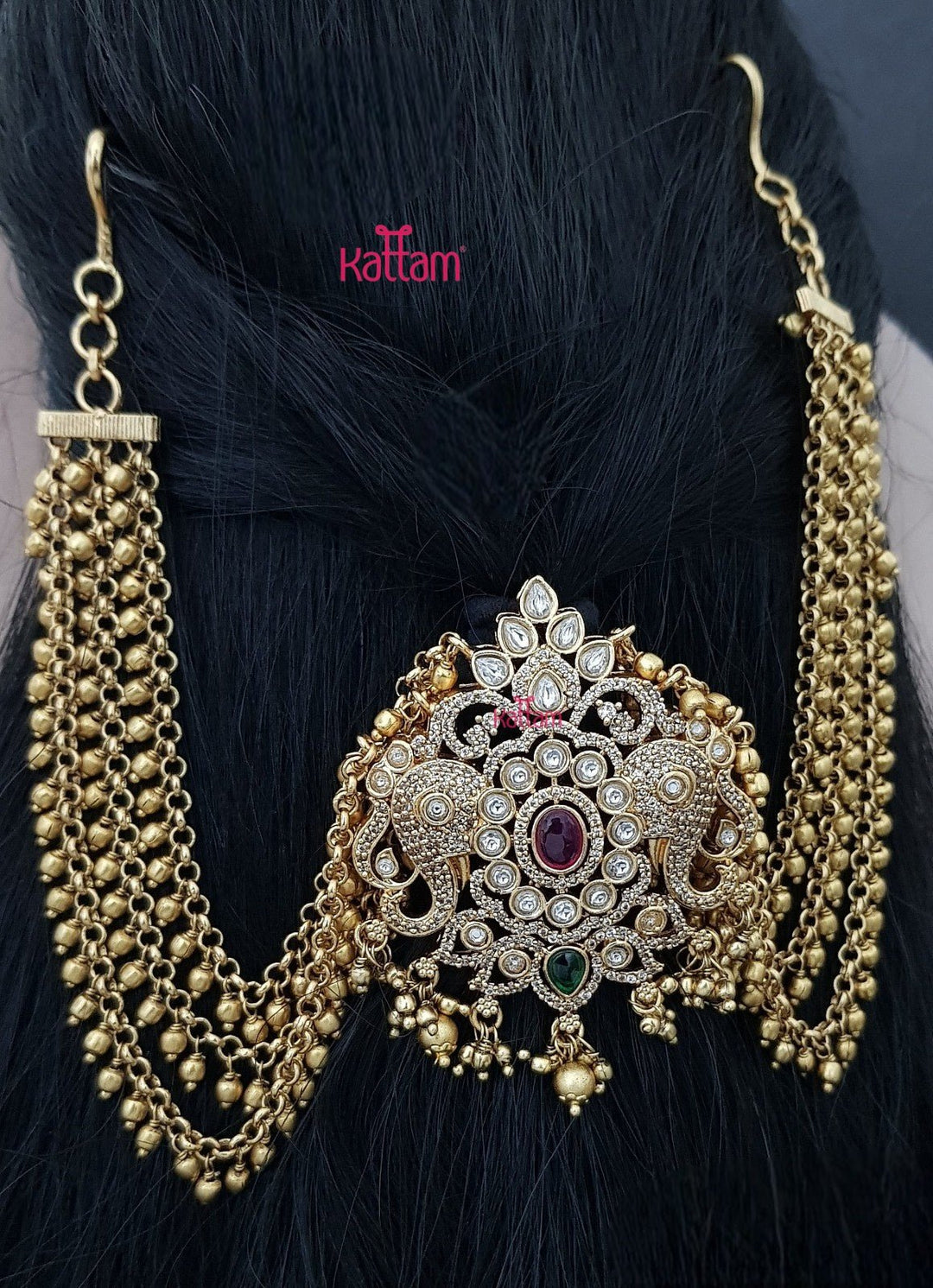 Ganesha MultiStone Bun Billai - Design 44 - JB186