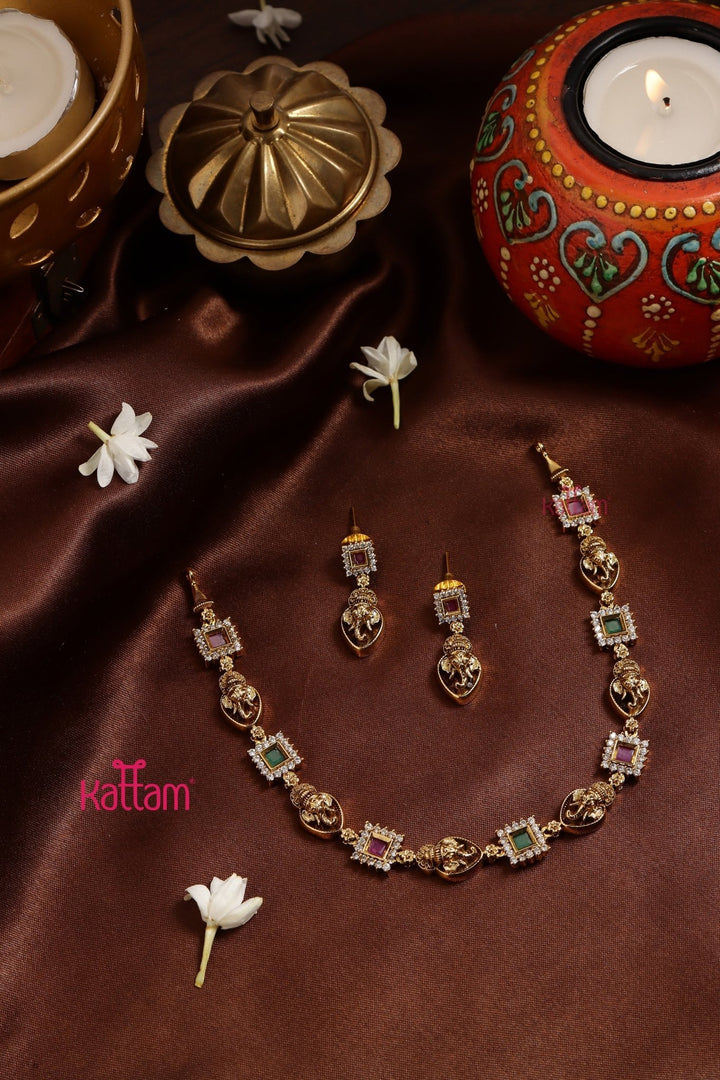 Ganesha Ruby Green Choker - N3208