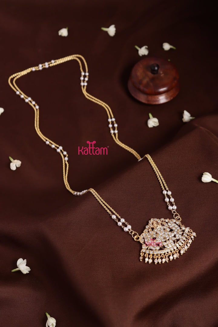 Gati Goddess Dollar Pearl Chain - White (No Earrings) - N3920