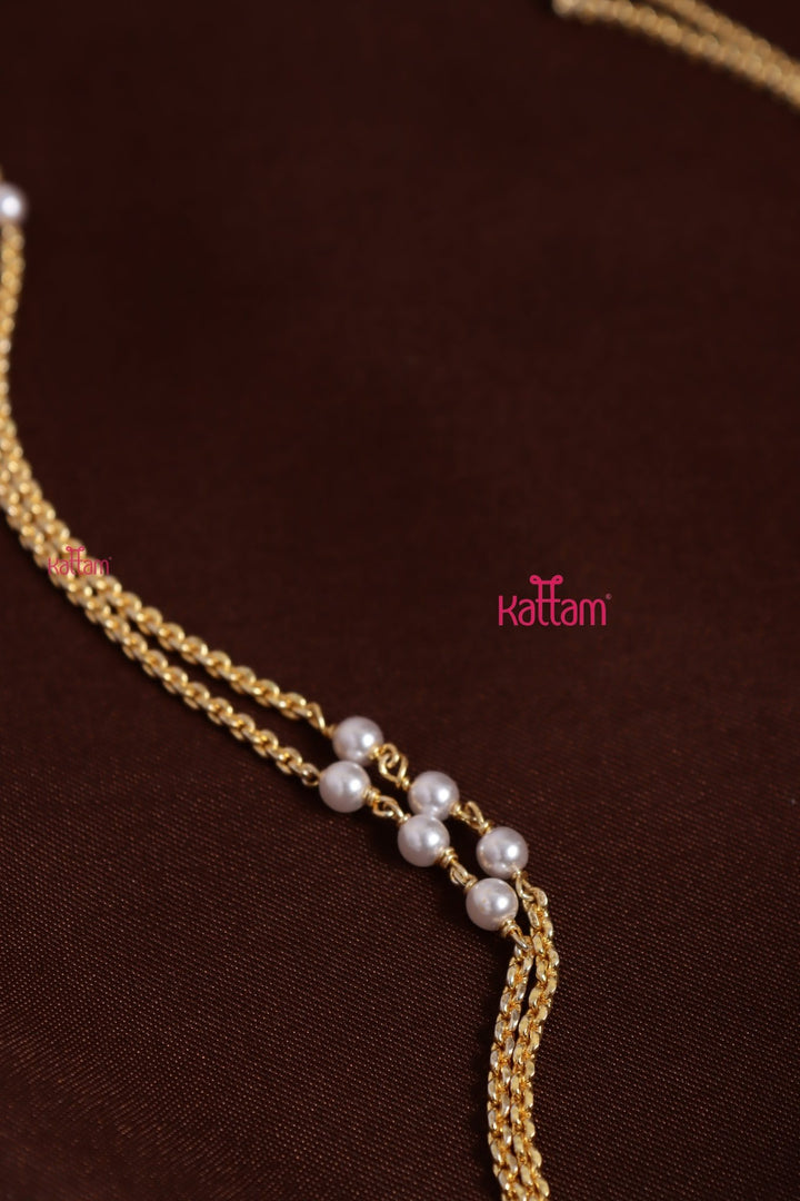 Gati Lotus Dollar Pearl Chain - White Ruby (No Earrings) - N3924