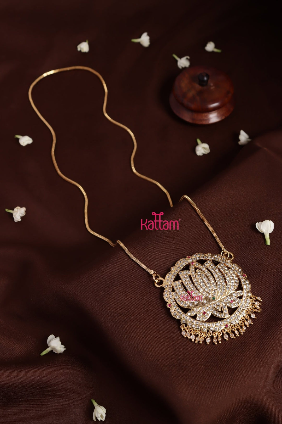 Gati Lotus Round Dollar Goldtone Chain - Multistone (No Earrings) - N3933