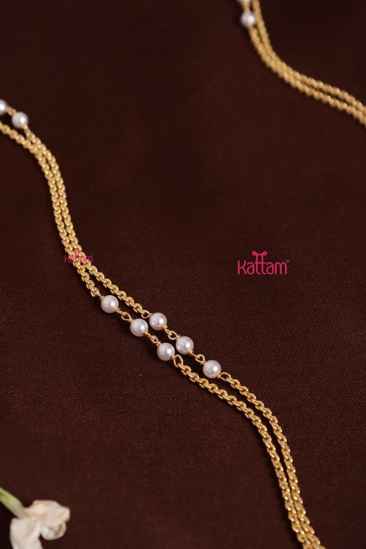 Gati Lotus Round Dollar Pearl Chain - White Ruby (No Earrings) - N3925