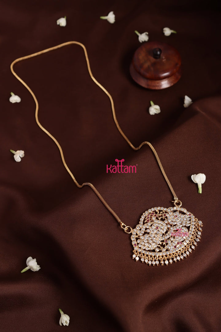 Gati Peacock Goldtone Chain - White Ruby (No Earrings) - N3930