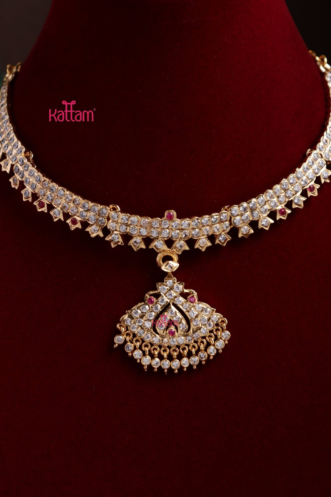 Gati Rubywhite Attigai Choker - Design 8 - N3881