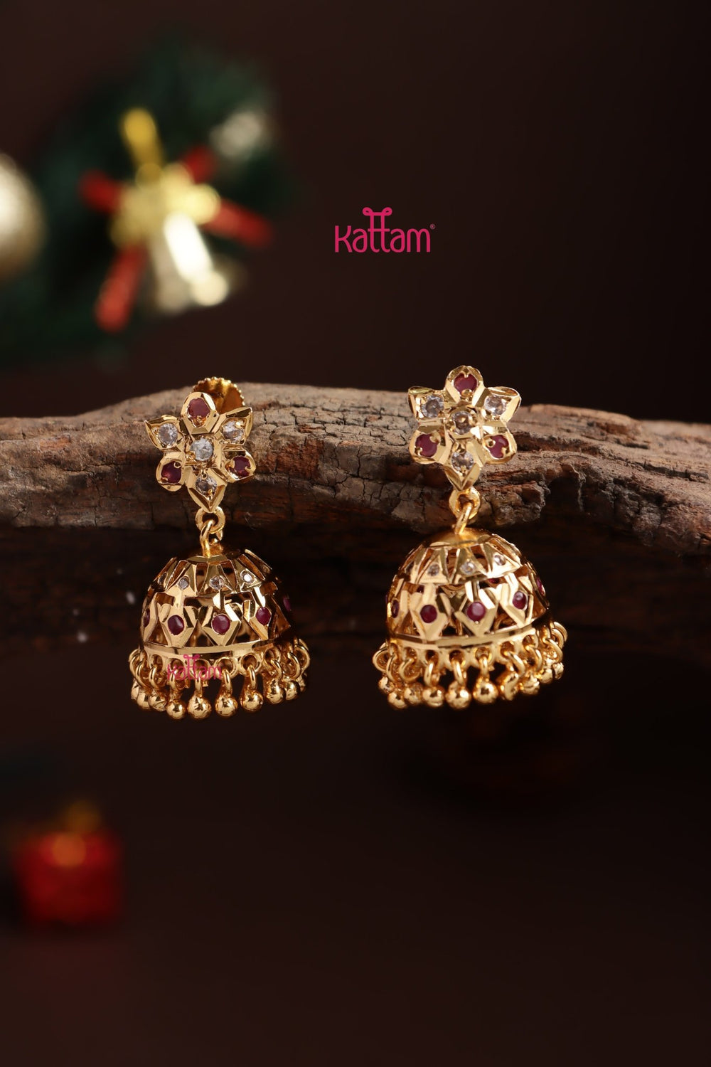 Gati Stone Jhumka - Design 3 - E1318