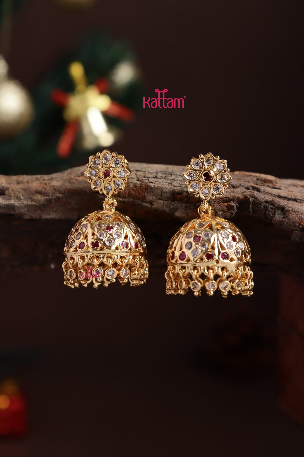 Gati Stone Jhumka - Design 4 - E1319