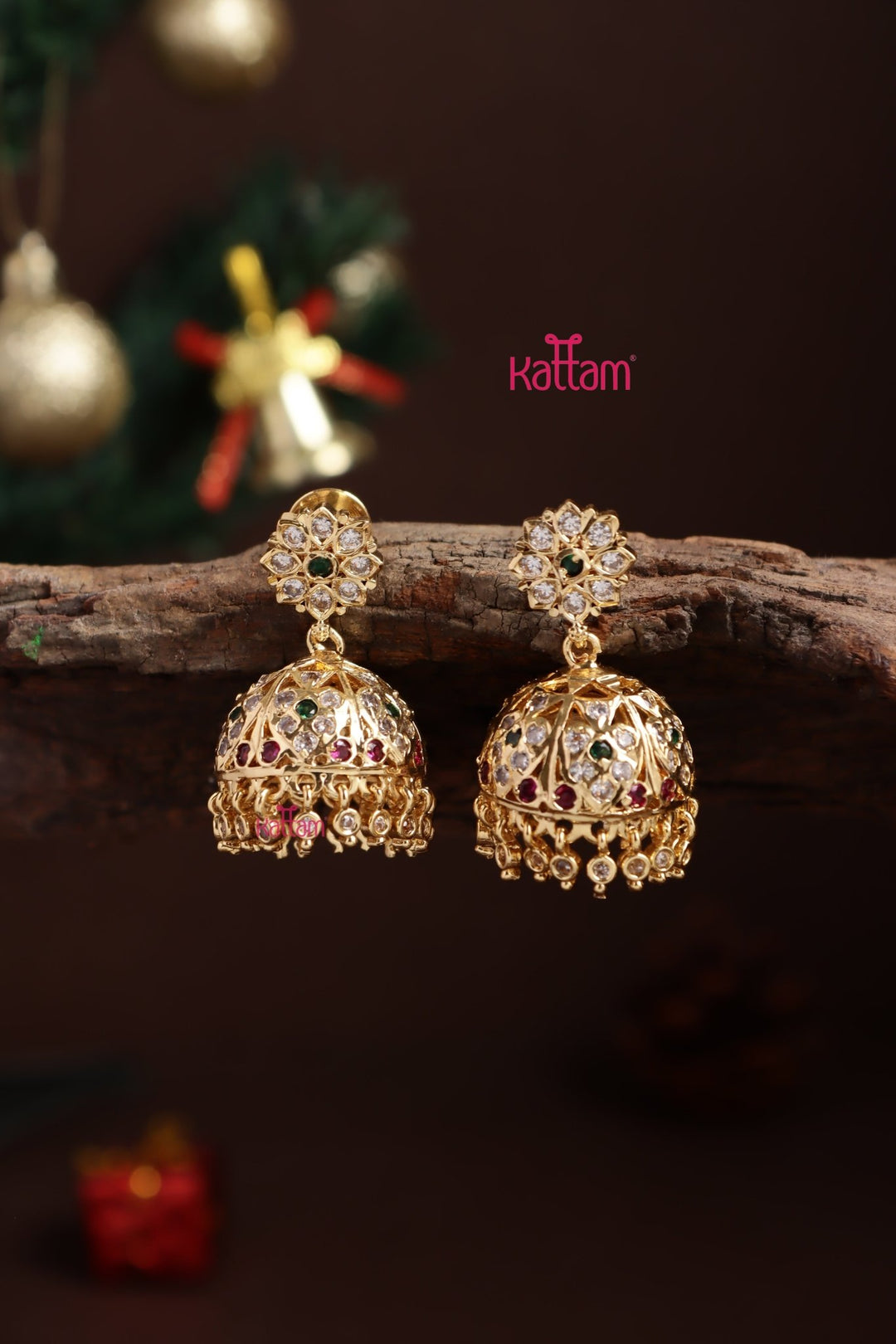 Gati Stone Jhumka - Design 5 - E1320