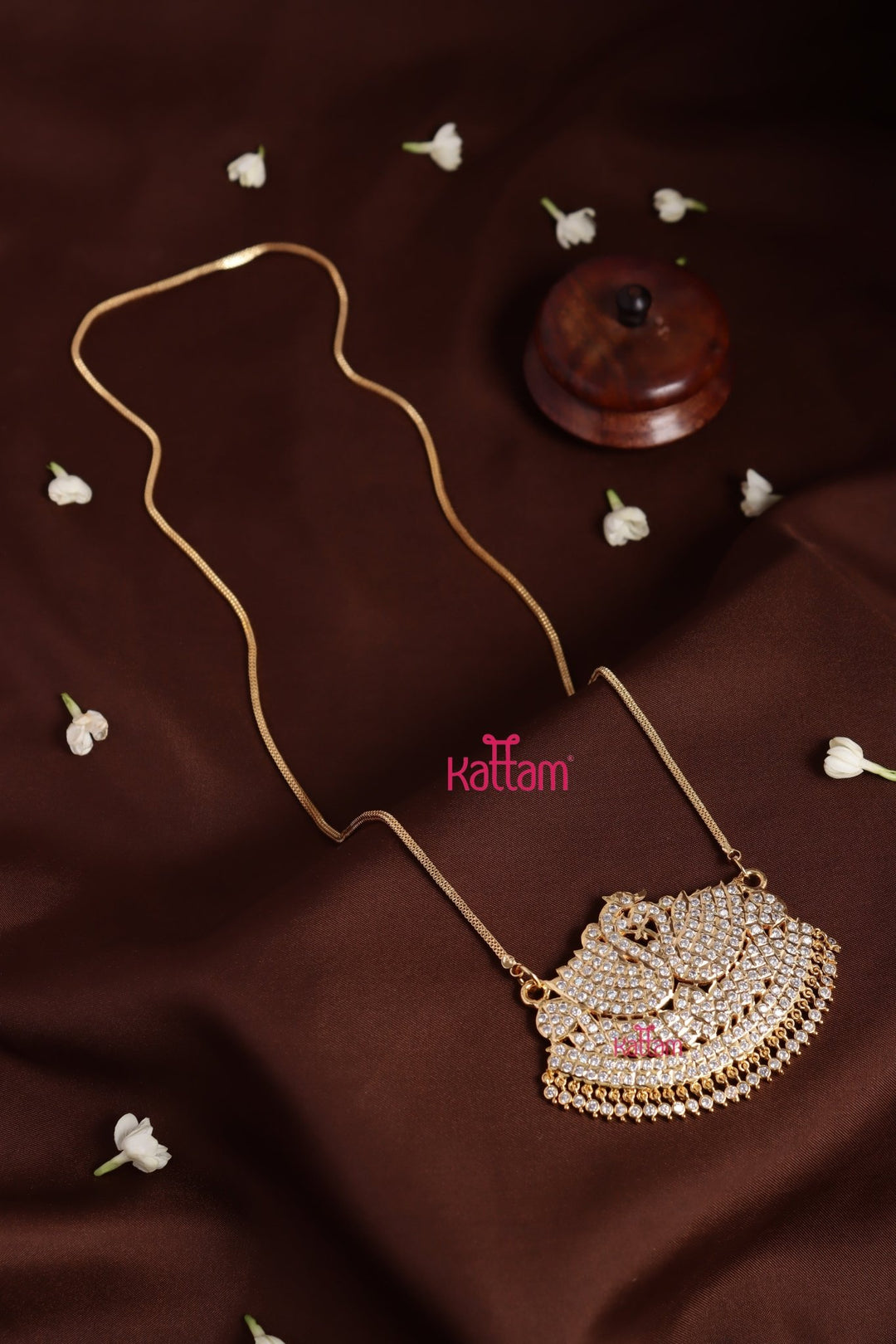 Gati Swan Dollar Goldtone Chain - White (No Earrings) - N3934