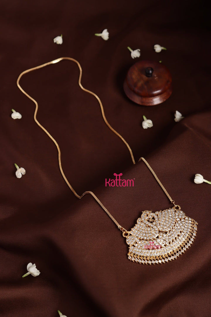 Gati Swan Dollar Goldtone Chain - White (No Earrings) - N3934