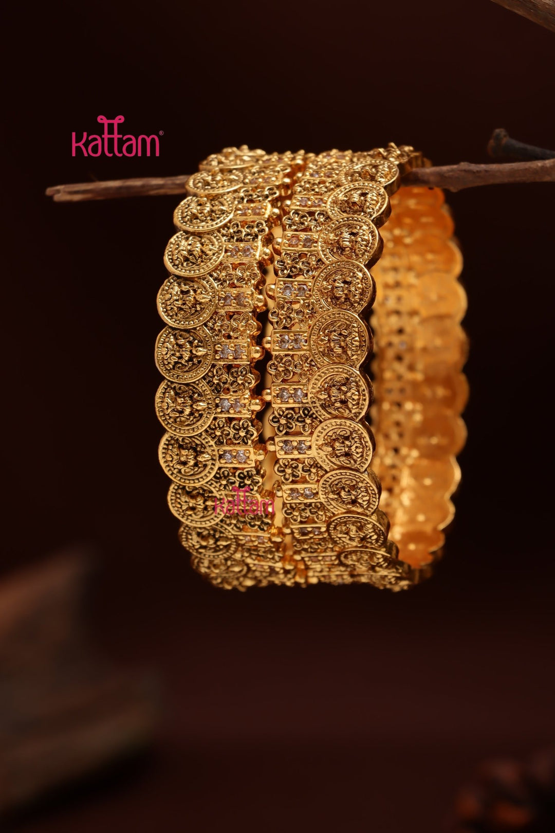 Goddess Coin White Stone Bold Bangle - B606 - V4