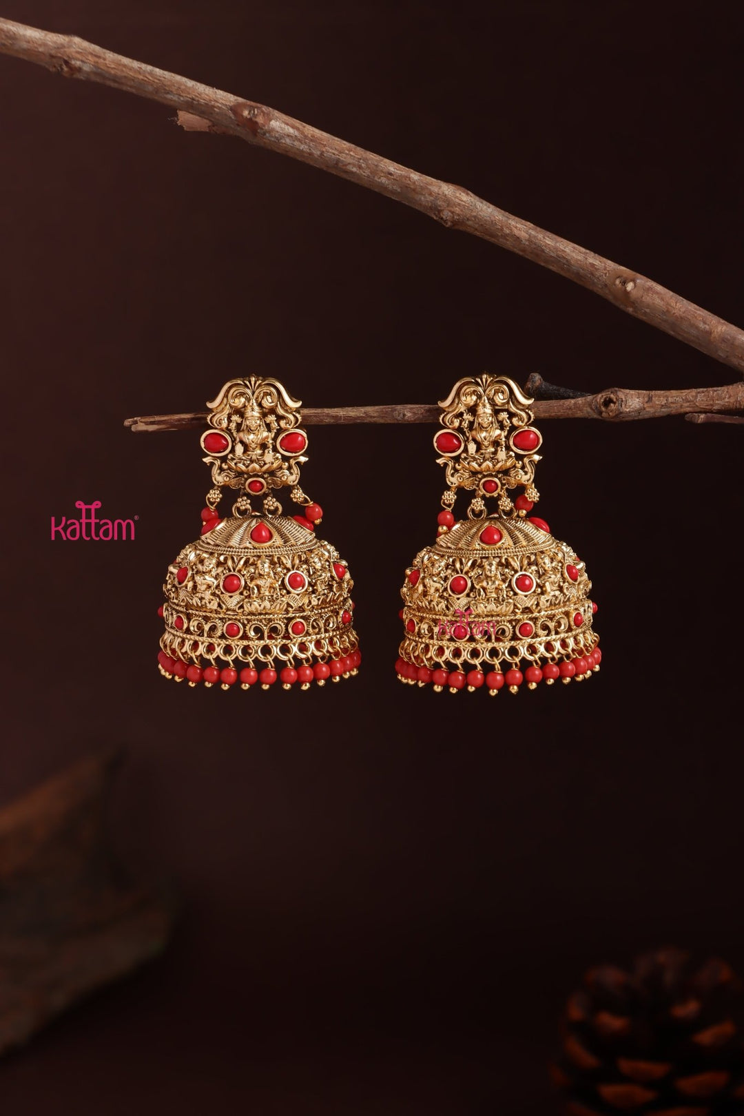 Goddess Coral Drop Jhumka - E1241