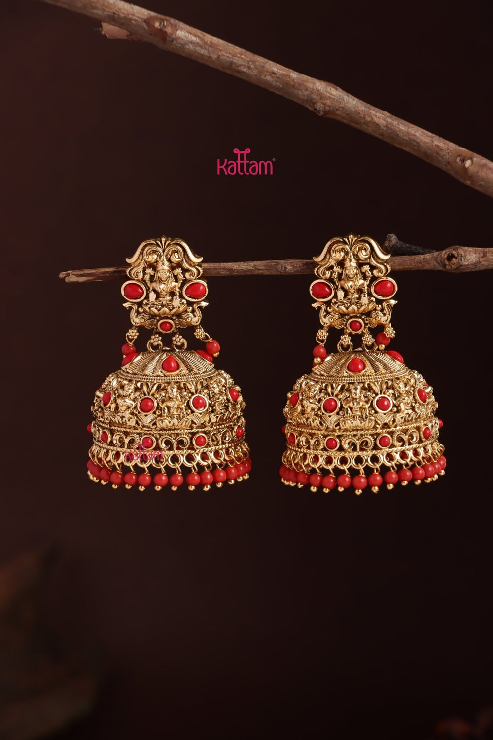 Goddess Coral Drop Jhumka - E1241