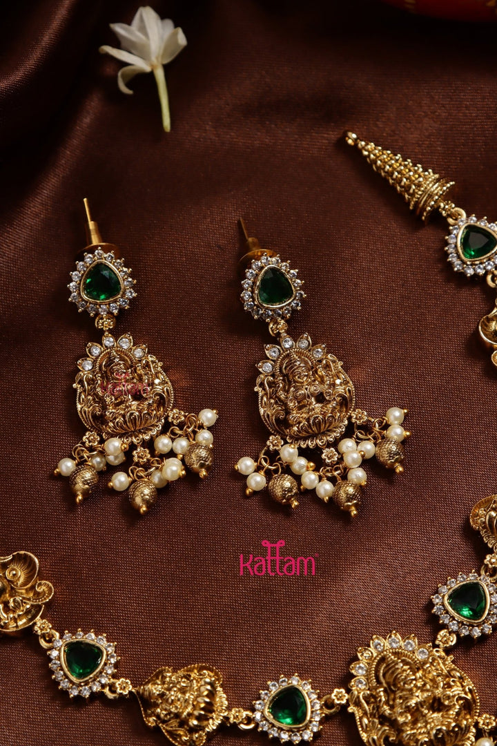 Goddess Lakshmi Green Necklace - N3221