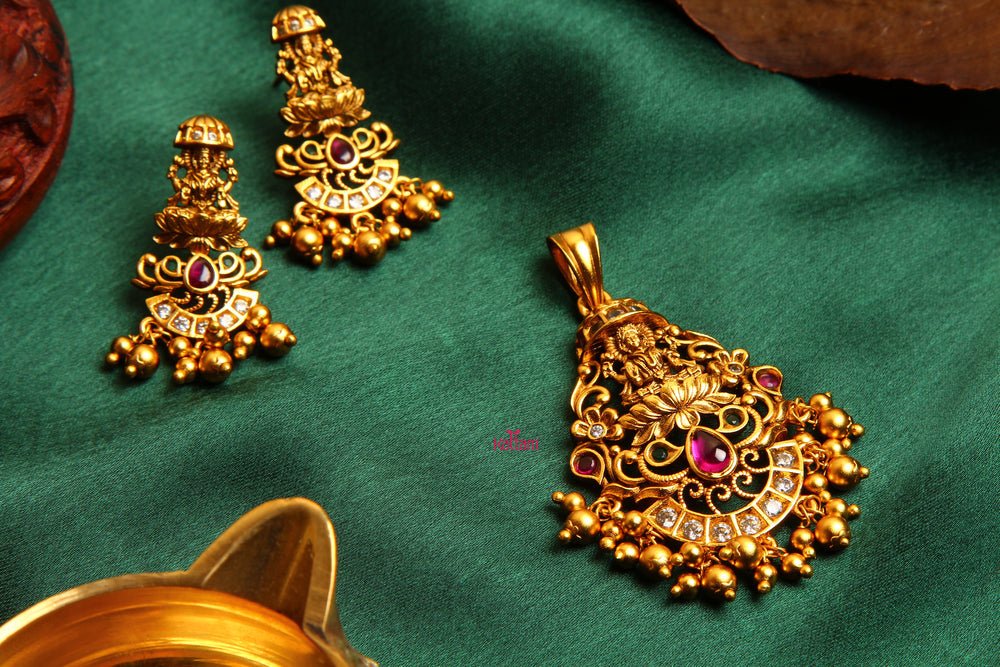 Goddess Lakshmi Pendant and Jhumka Set (No chain) - P001