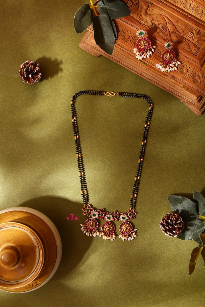 Goddess Lakshmi Ruby Floral Work MangalSutra Necklace - N668