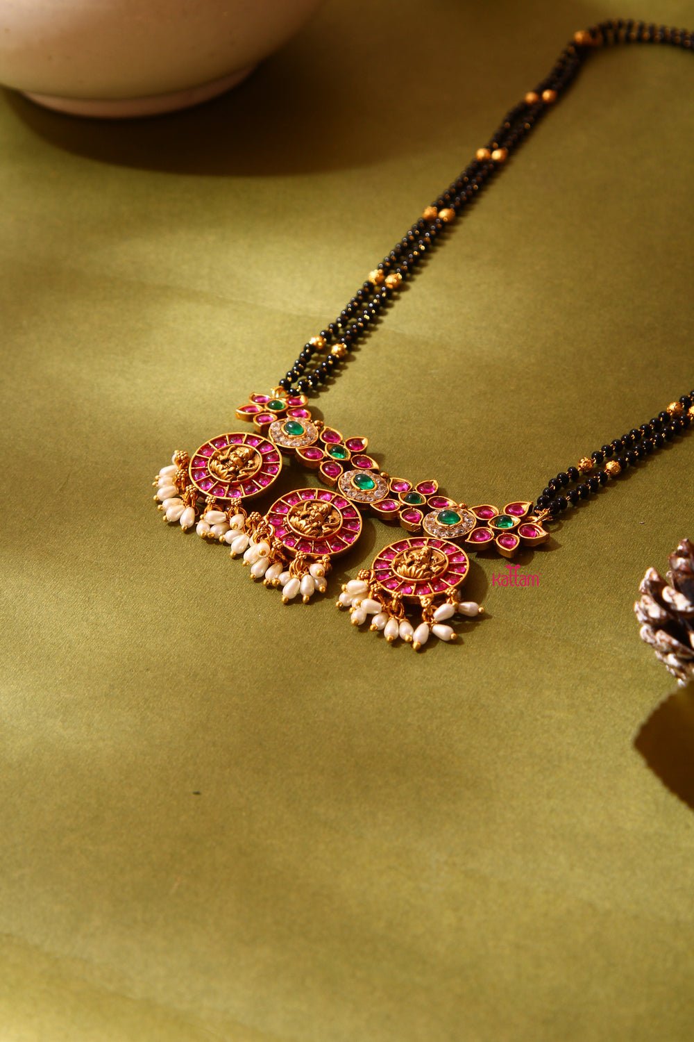 Goddess Lakshmi Ruby Floral Work MangalSutra Necklace - N668