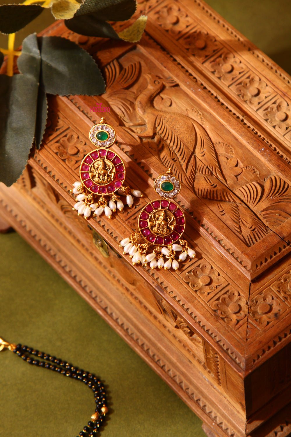 Goddess Lakshmi Ruby Floral Work MangalSutra Necklace - N668
