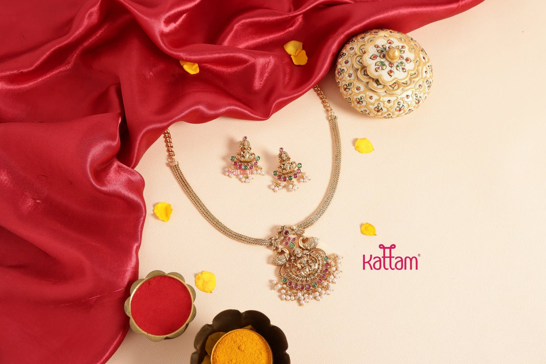 Goddess Peacock Attigai Choker - N3429