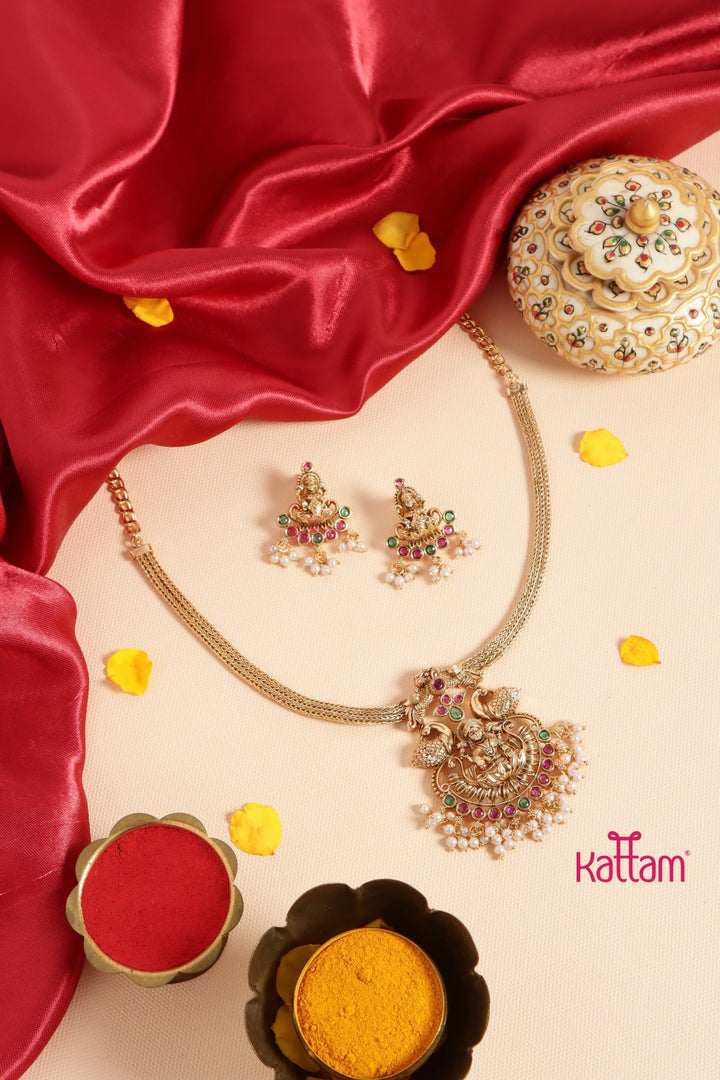 Goddess Peacock Attigai Choker - N3429
