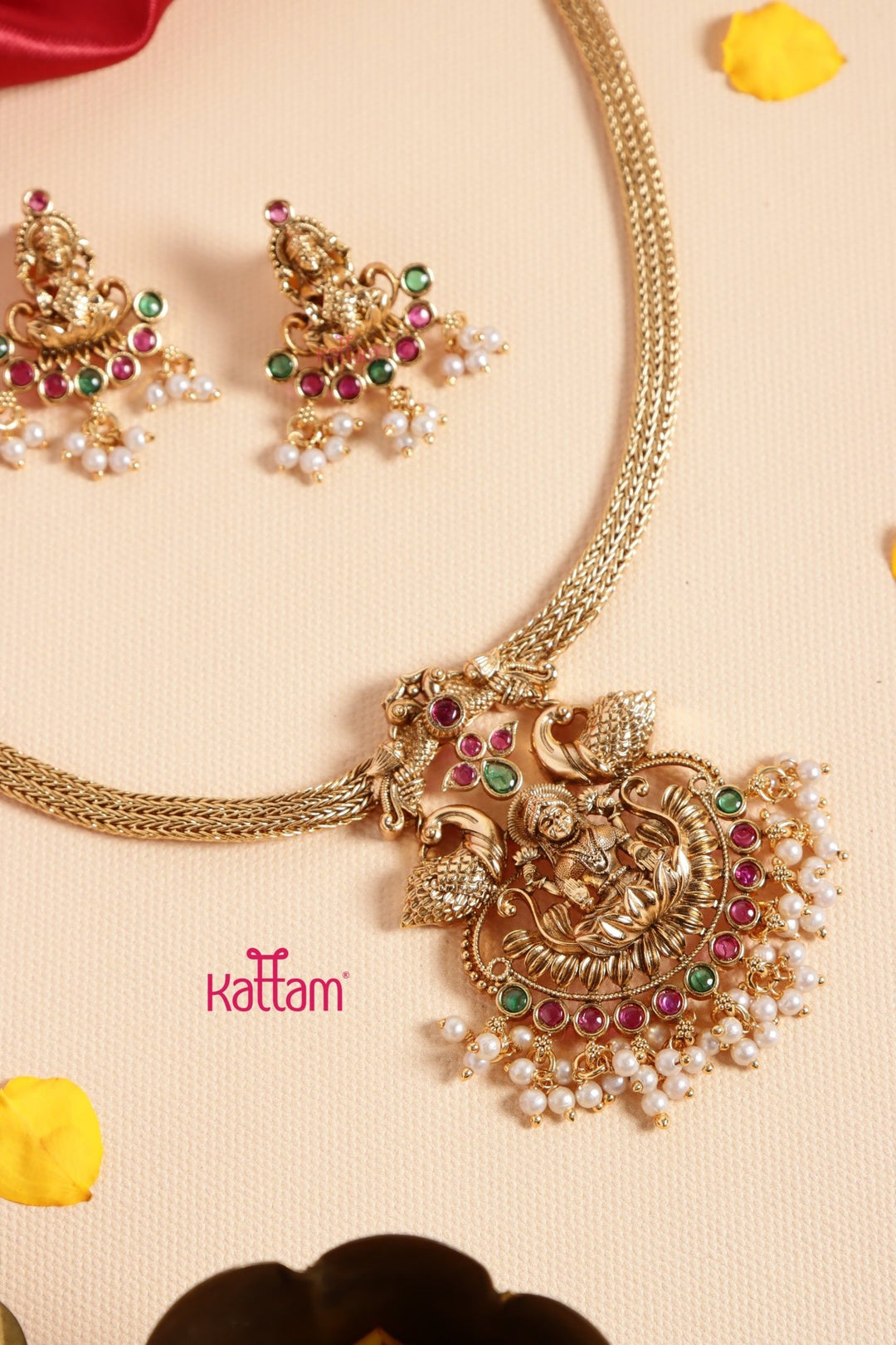 Goddess Peacock Attigai Choker - N3429