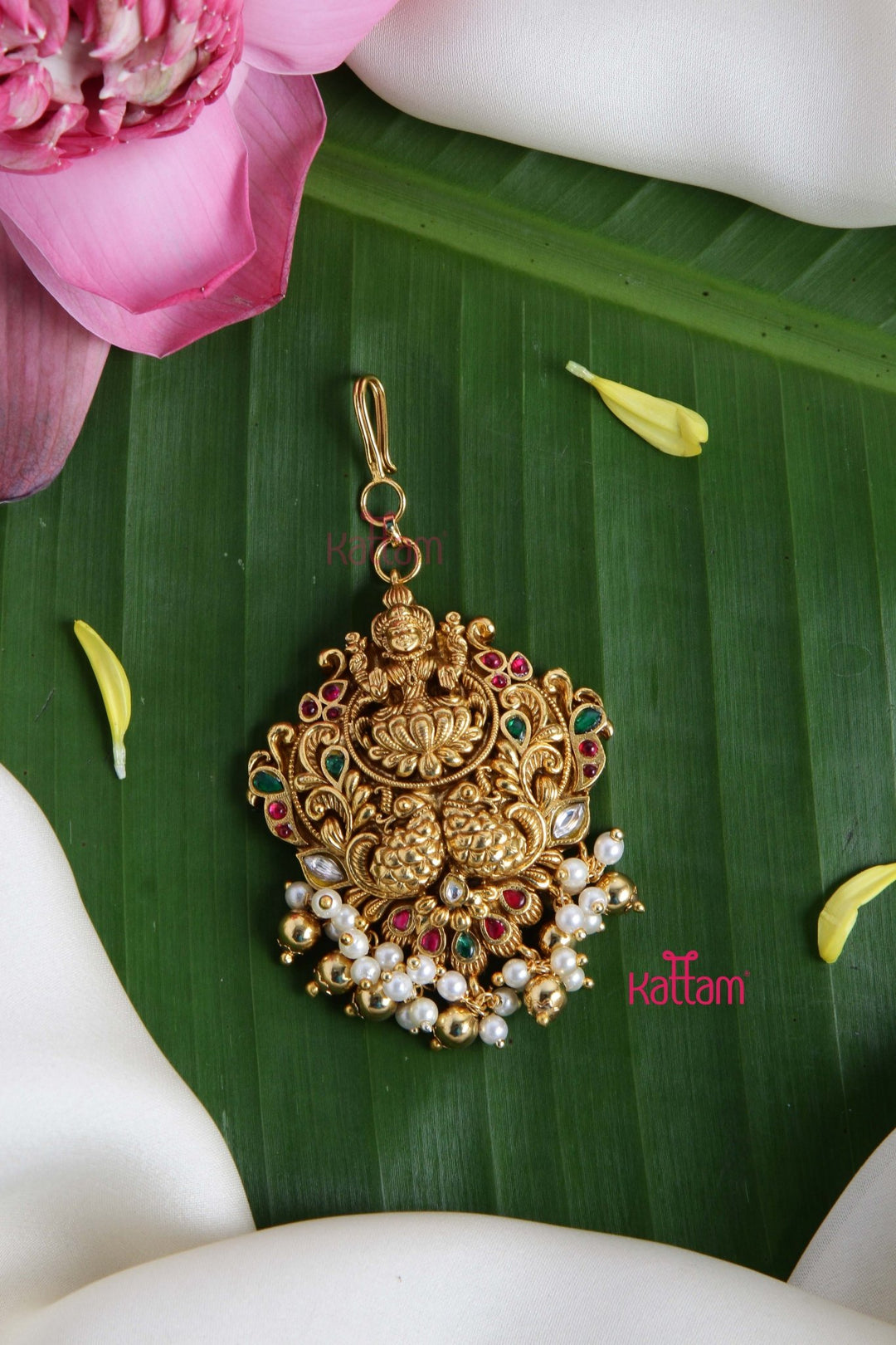 Goddess Peacock Pearl Maang Tikka - MT070