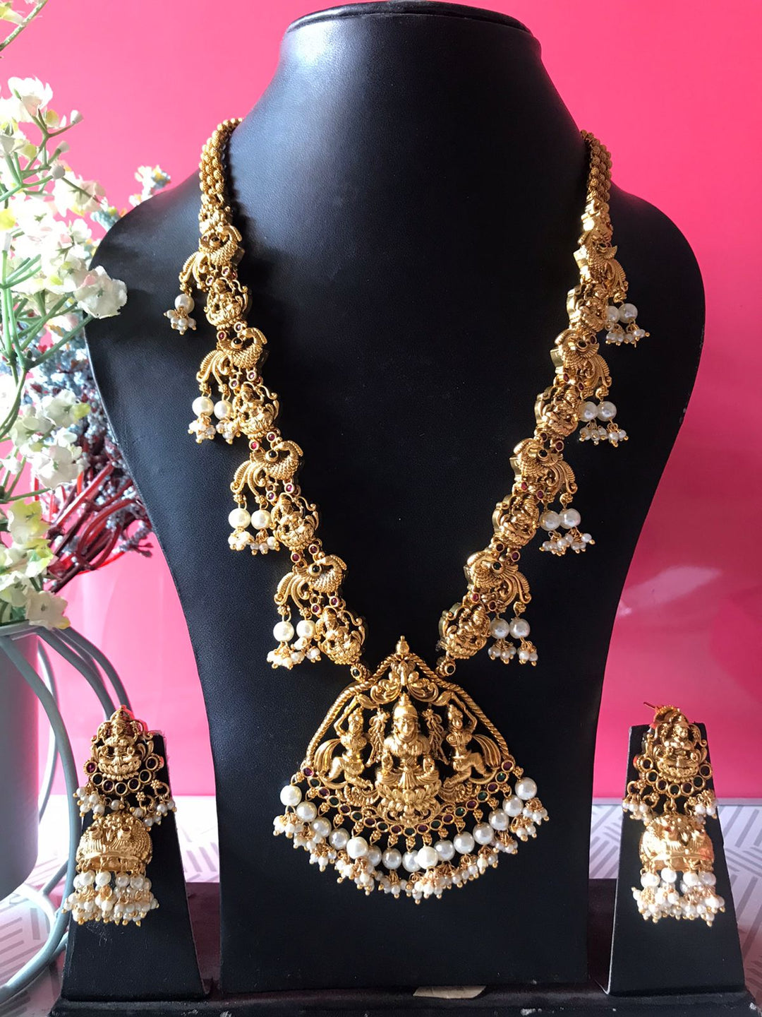 Goddess Peacock Pearl Necklace & Haram Available - N1811