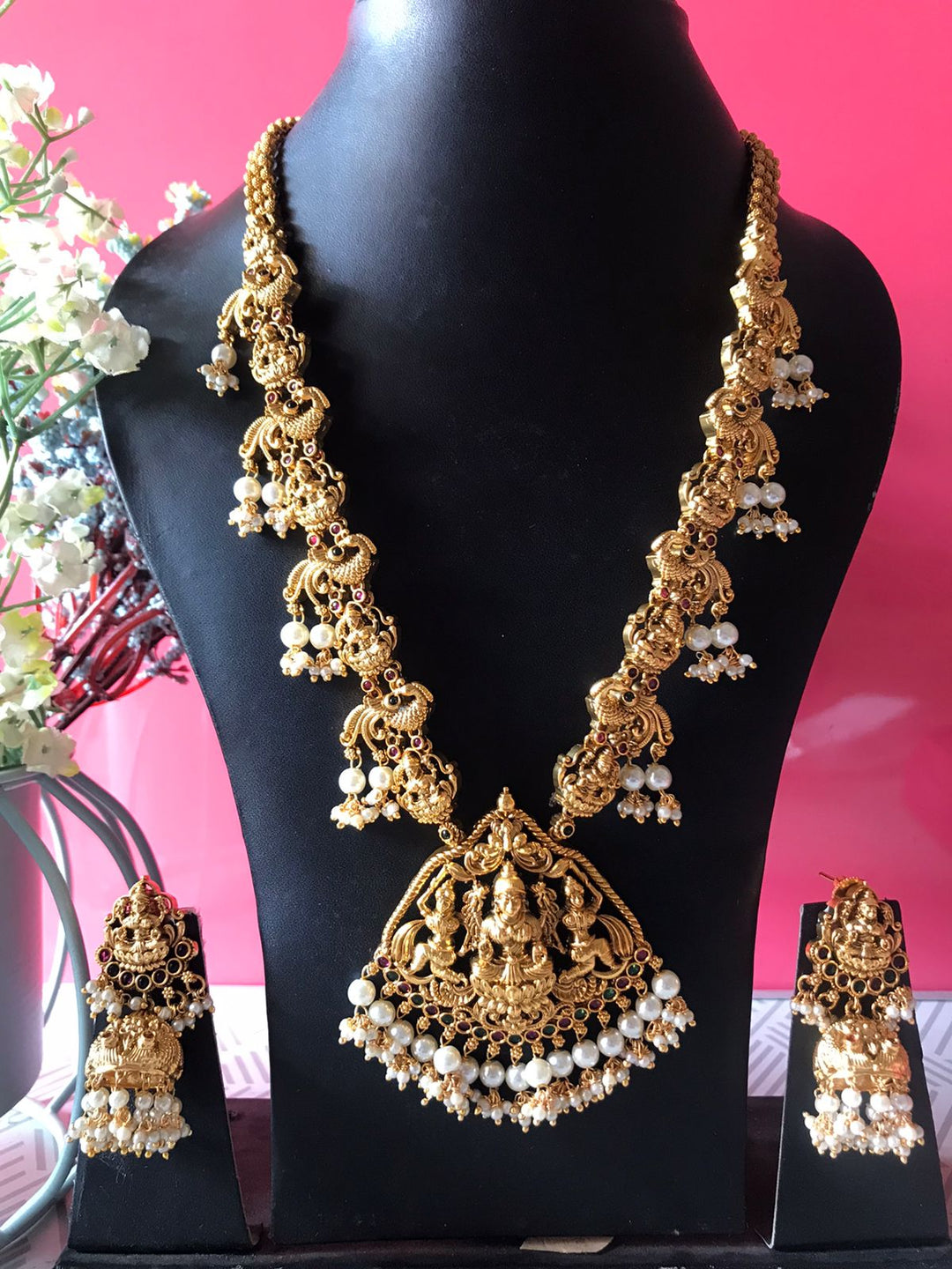 Goddess Peacock Pearl Necklace & Haram Available - N1811L