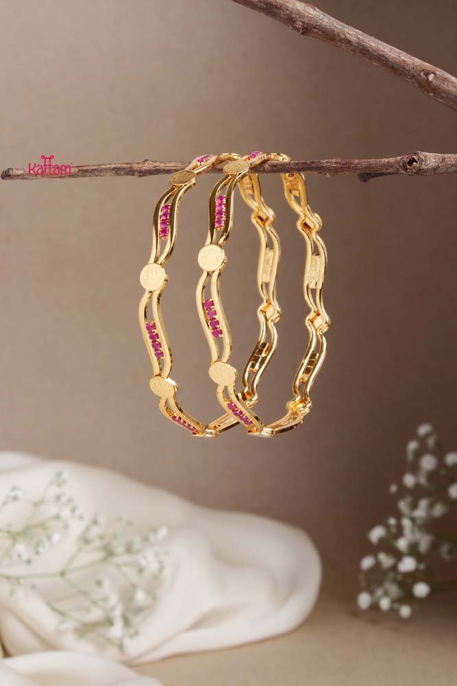 Goddess Ruby Coin Wave Bangle - B462 - V4