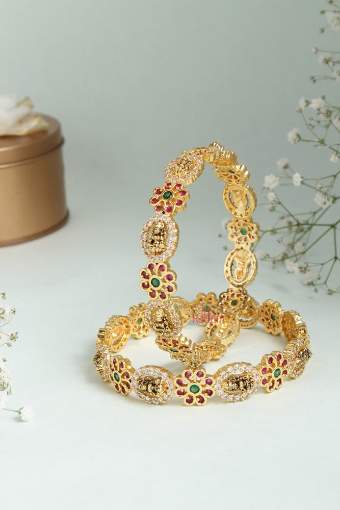 Goddess Ruby Kemp Flower Bangle ( Set of 2) - B471 - V4