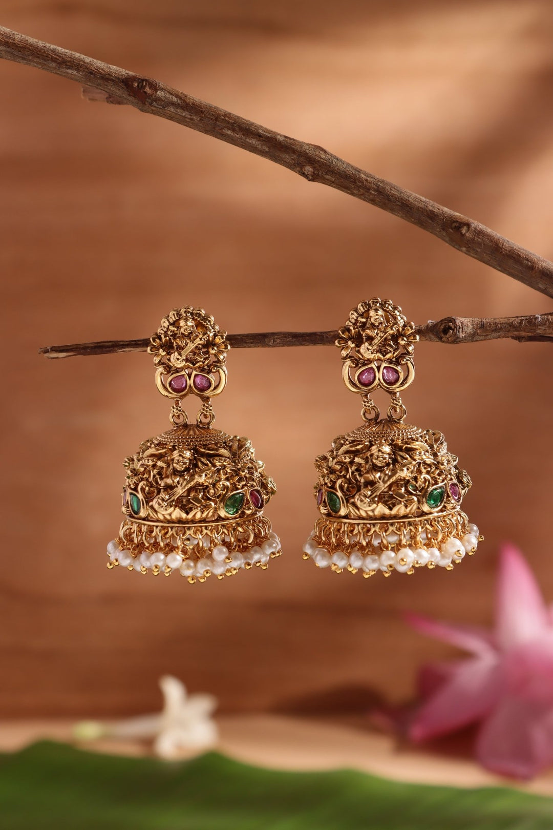 Goddess Saraswati Pearl Jhumka - E1466