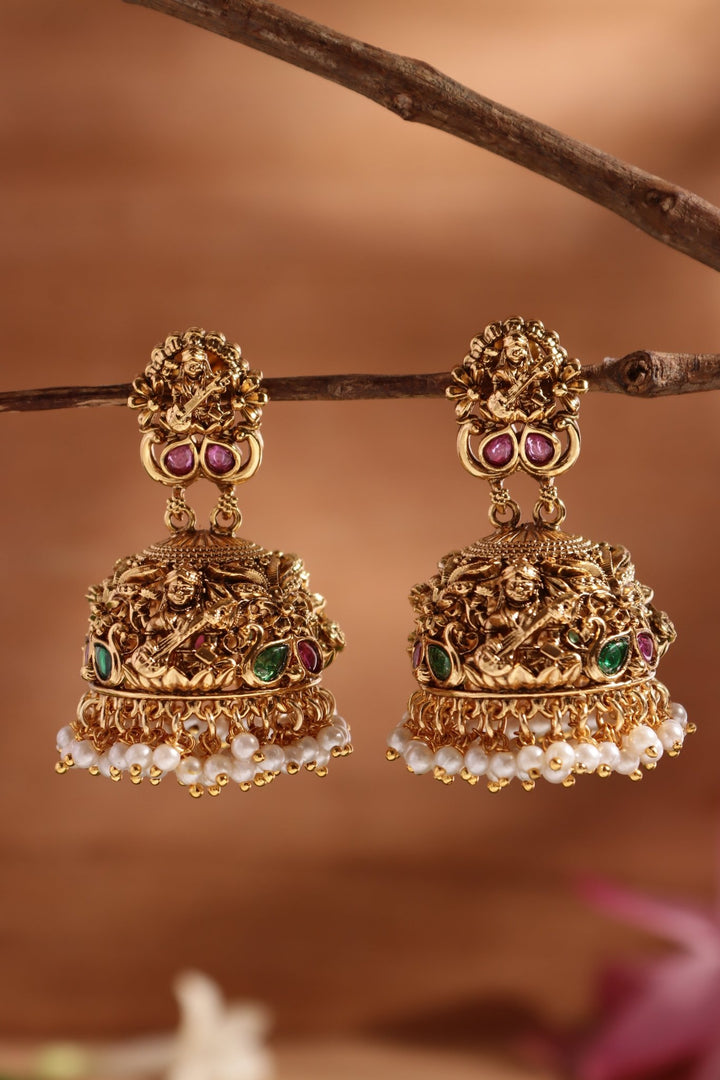 Goddess Saraswati Pearl Jhumka - E1466