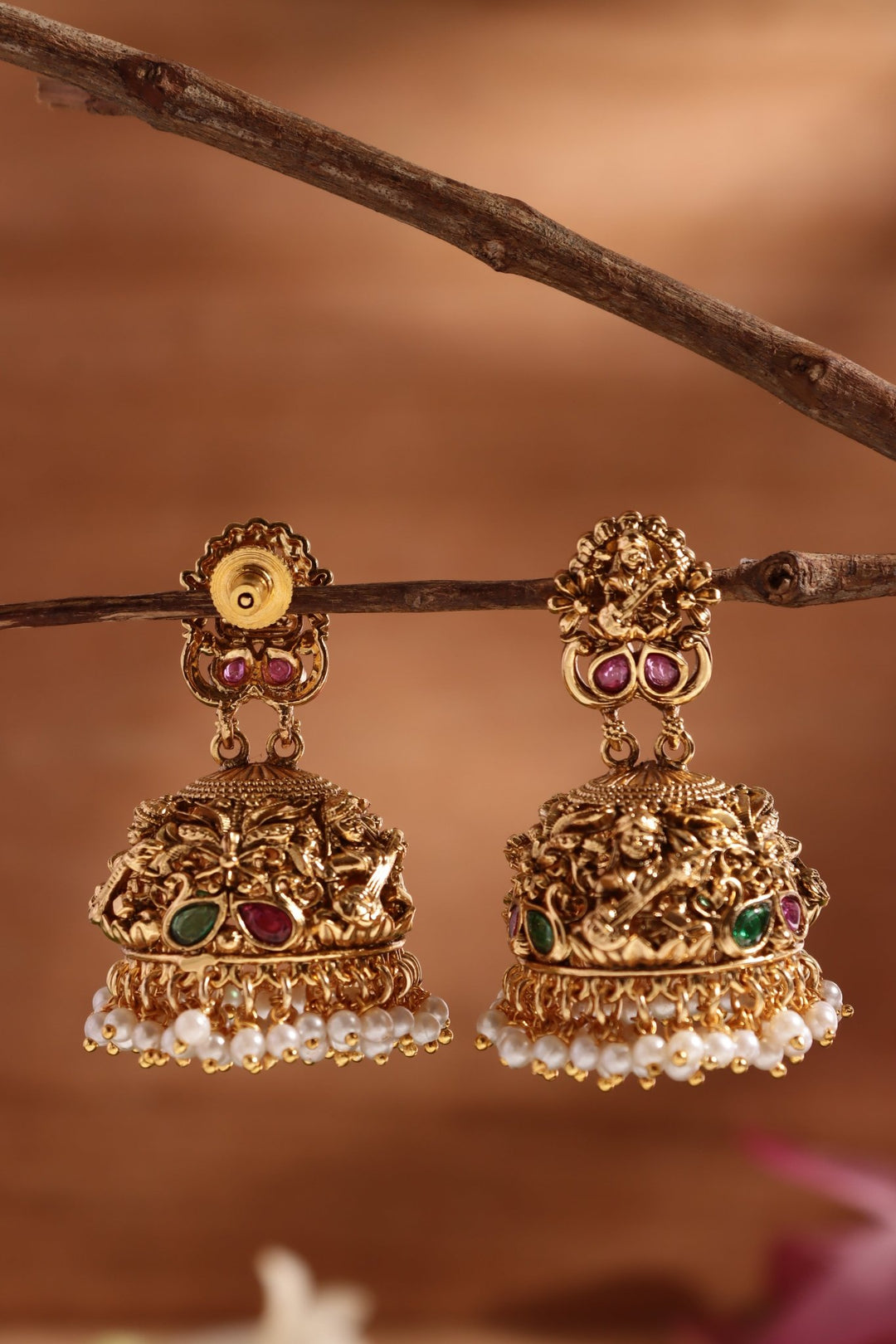 Goddess Saraswati Pearl Jhumka - E1466