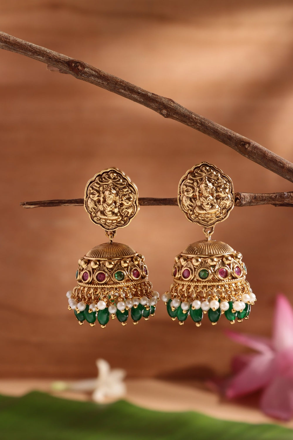 Goddess Thilak Pearls Jhumka - E1471
