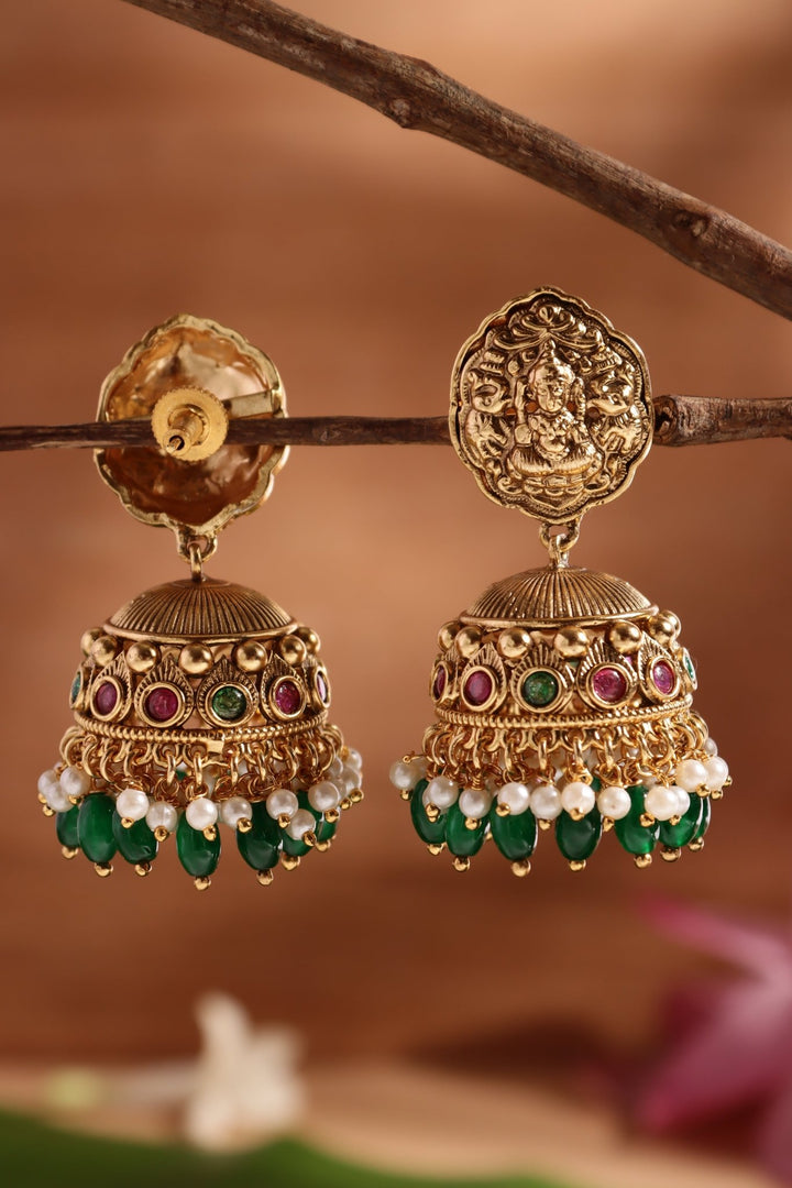 Goddess Thilak Pearls Jhumka - E1471