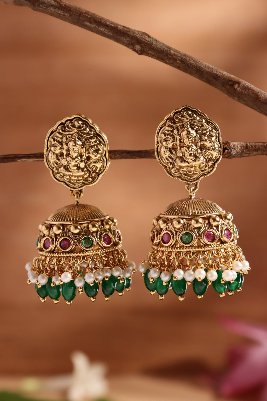 Goddess Thilak Pearls Jhumka - E1471