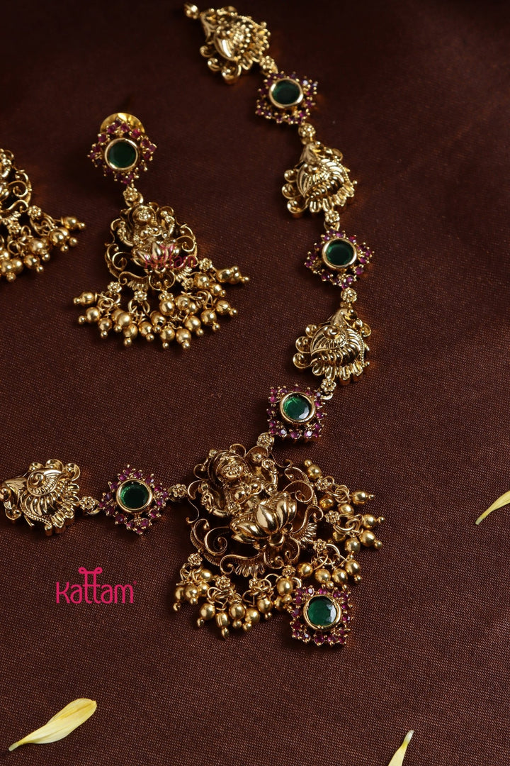 Gold Trims Peacock Necklace - N3228