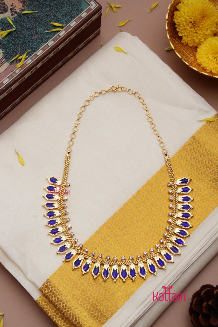Goldtone Blue Spike Choker ( No Earrings ) - N3187