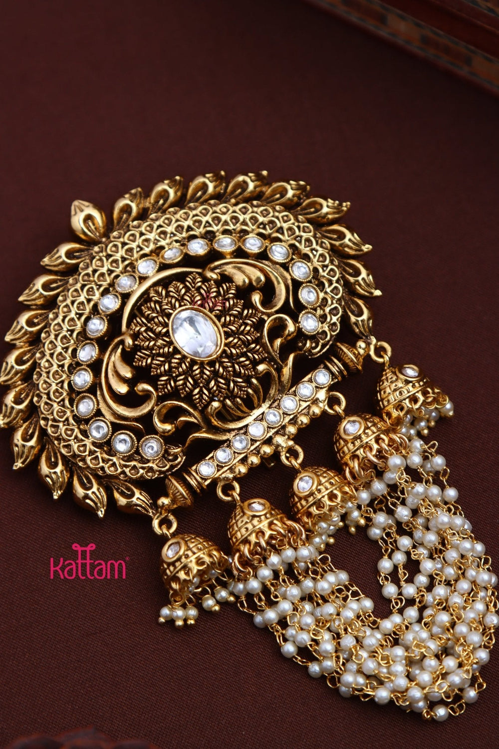 Goldtone Bridal Pearl Jadai Billai - White - JB078