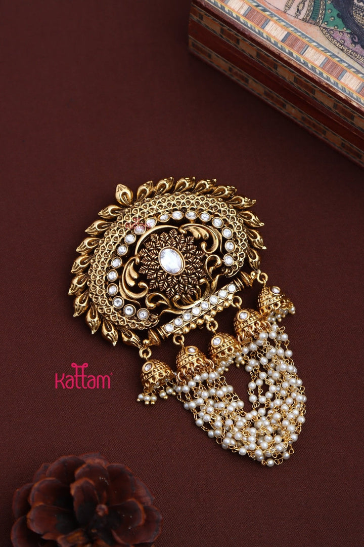 Goldtone Bridal Pearl Jadai Billai - White - JB078