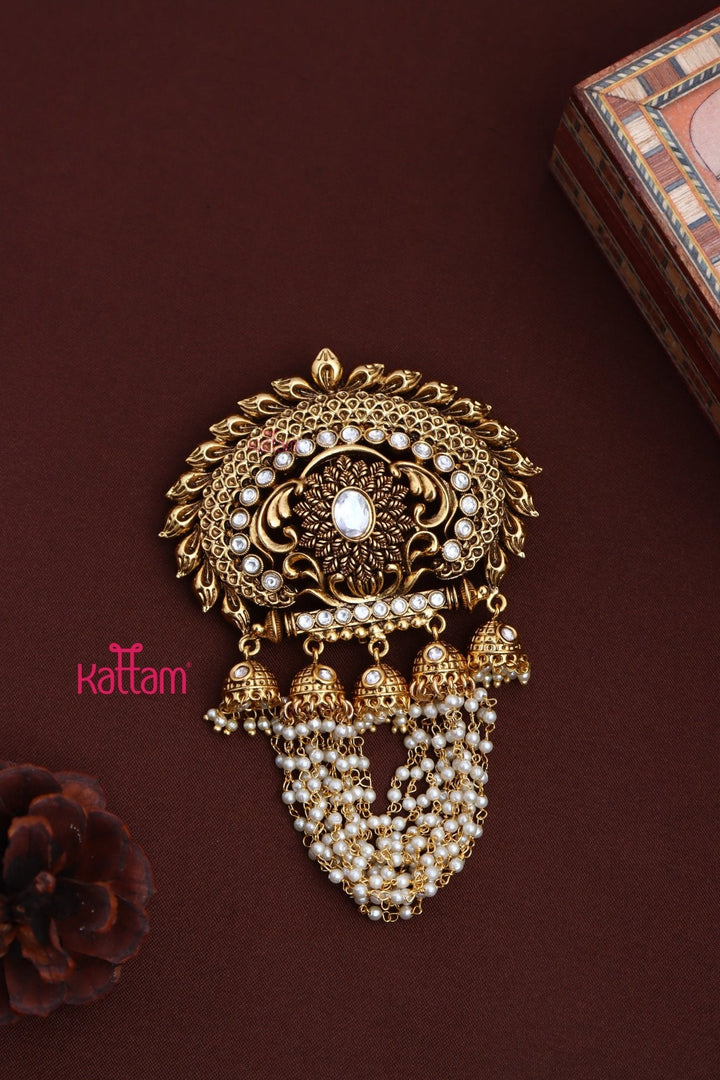 Goldtone Bridal Pearl Jadai Billai - White - JB078