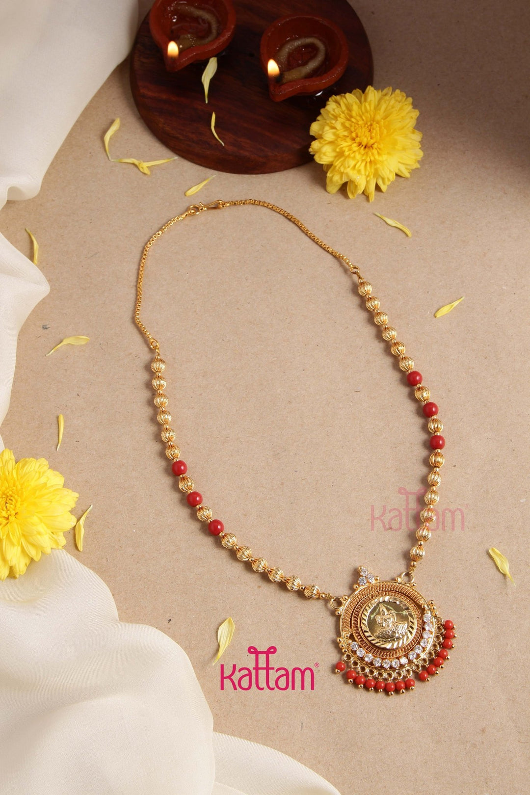 Goldtone Kerala Style Coral Chain (No earring) - N2866