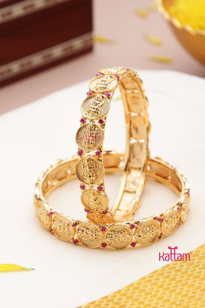 Goldtone Lakshmi Coin Bangle - B551 - V4